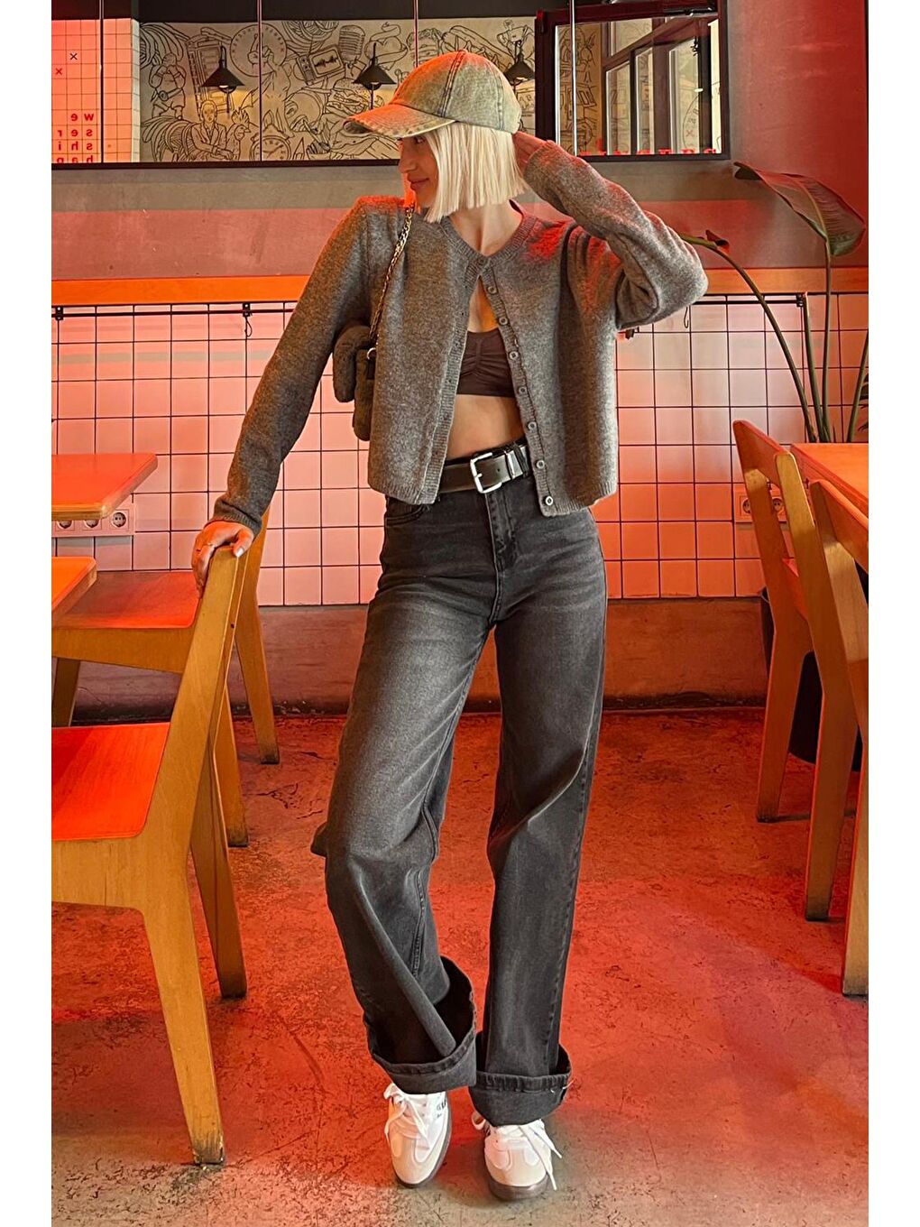 Antrasit Düğmeli Triko Hırka Mg2151-5