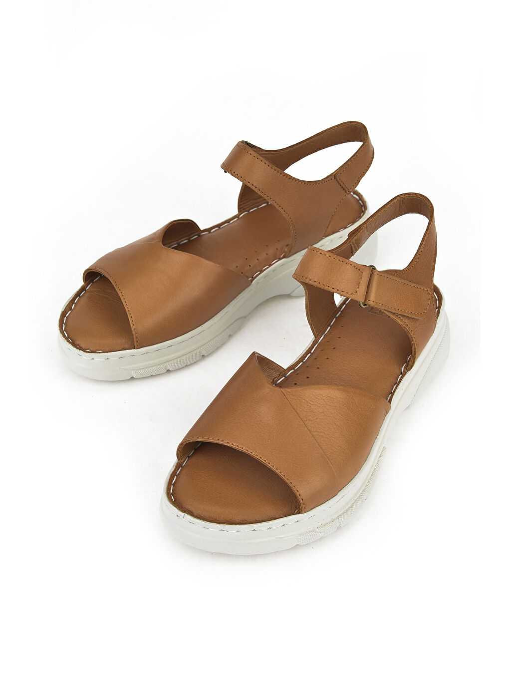 Kahverengi Kadın Hakiki Deri Sandalet 1411008Z368 Taba