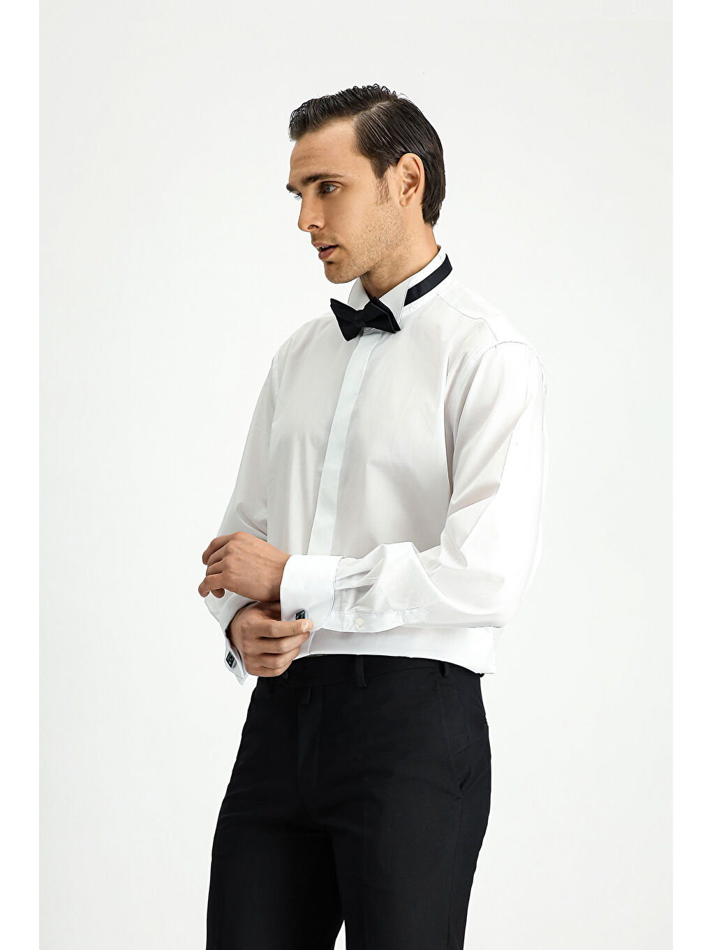 Beyaz Ata Yaka Klasik Pamuk Gömlek-1