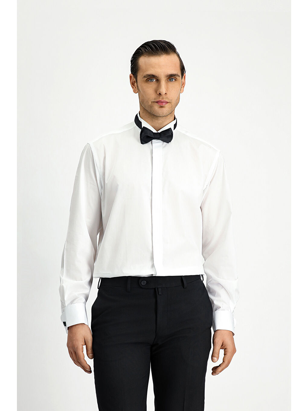 Beyaz Ata Yaka Klasik Pamuk Gömlek-2