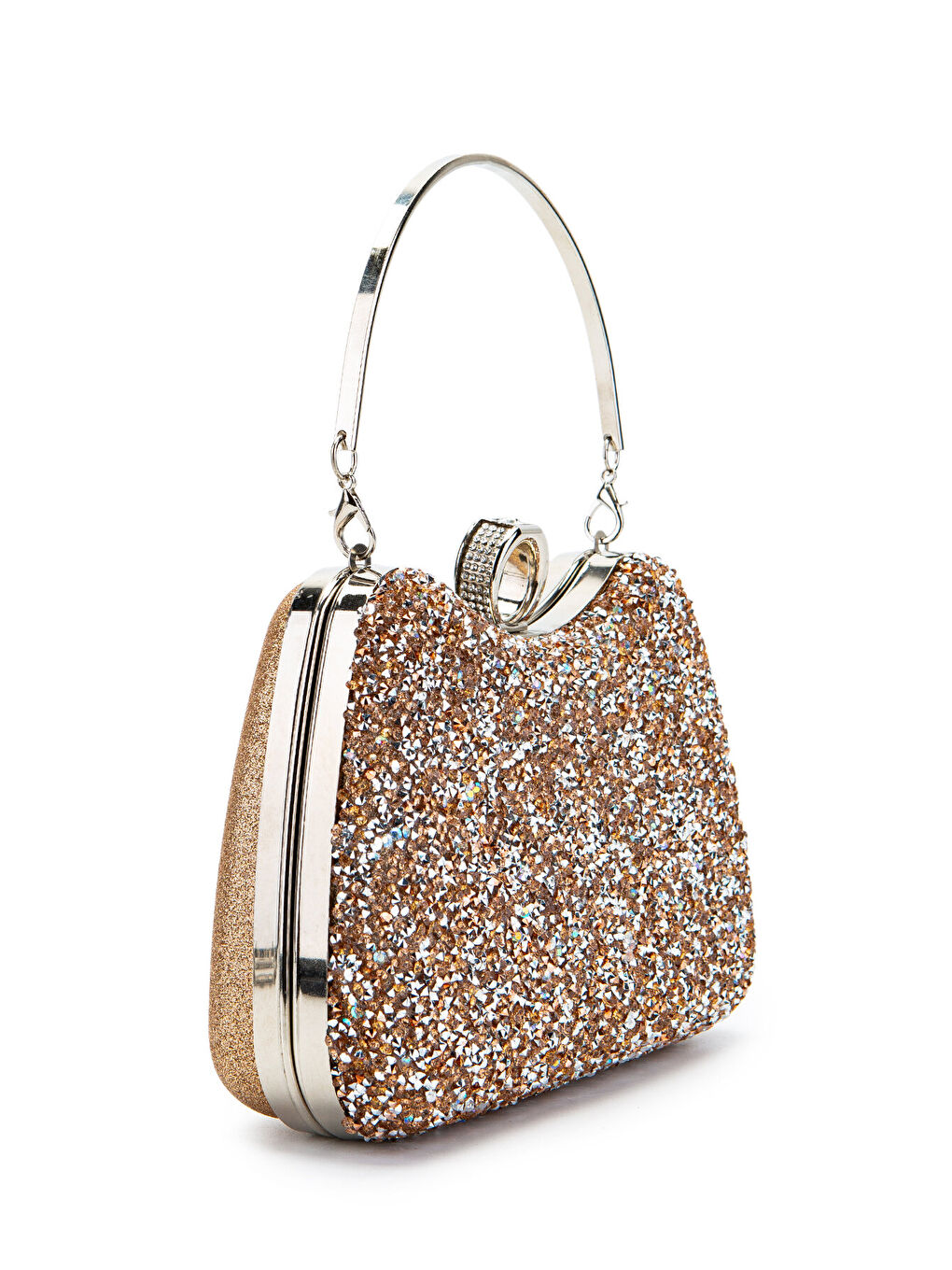 Pembe Yüzük Detaylı Taşlı Amanda Abiye El Çantası Pudra-2