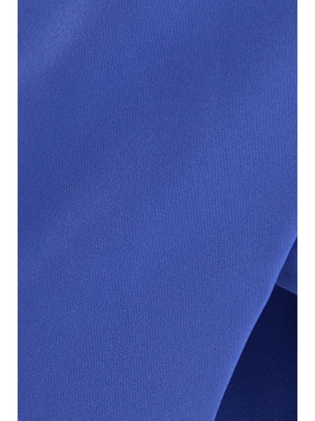 Kadın Standart Fit Geniş Paça Mavi Double Pantolon-4