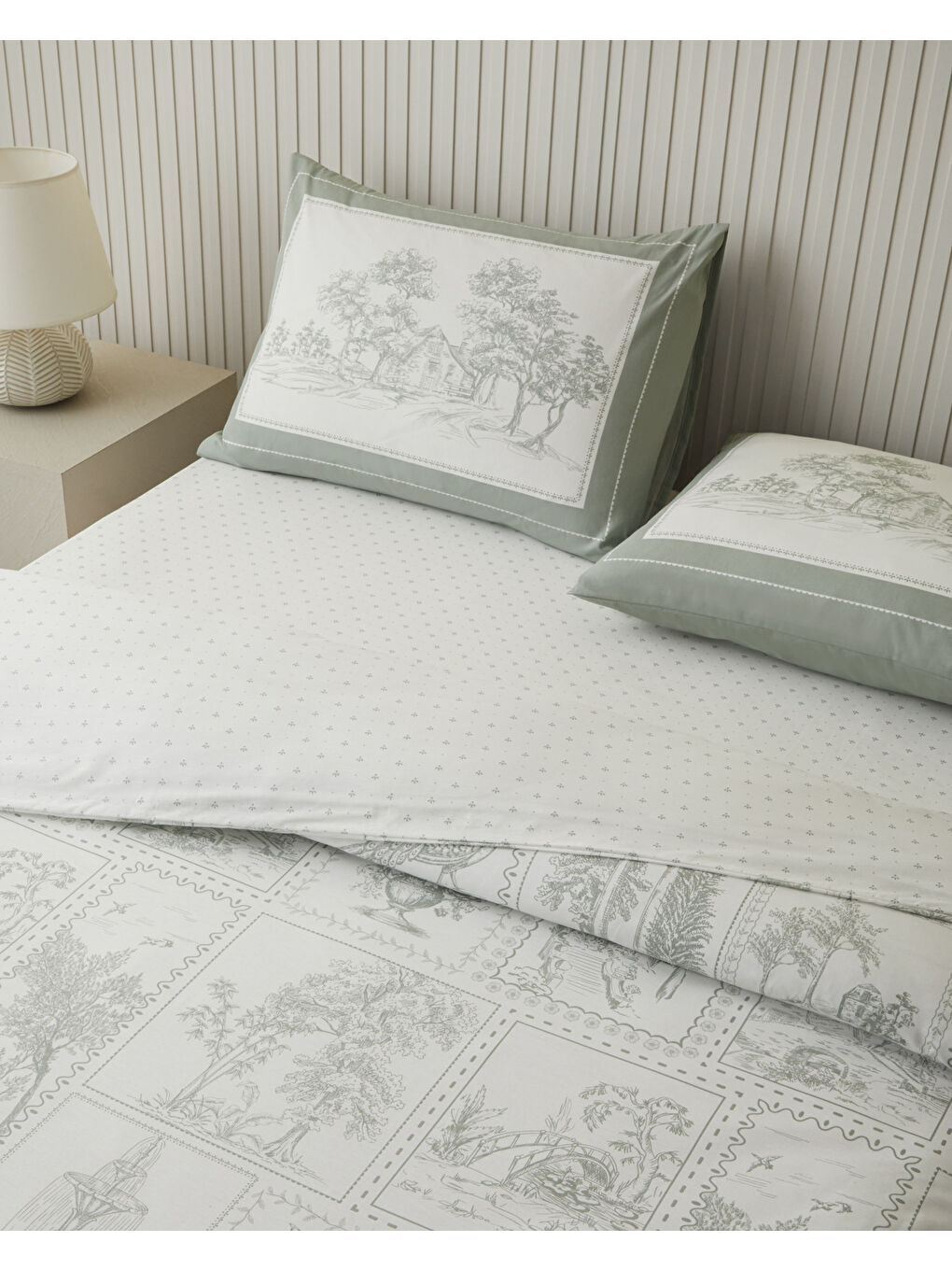 Pastoral Patch Pamuk Çift Kişilik Nevresim Takımı 200x220 cm Yeşil-2
