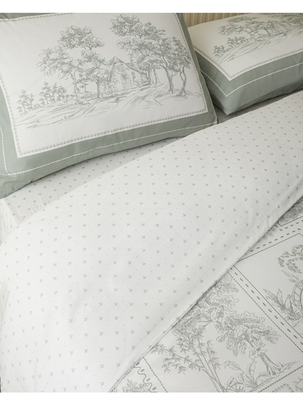 Pastoral Patch Pamuk Çift Kişilik Nevresim Takımı 200x220 cm Yeşil-4