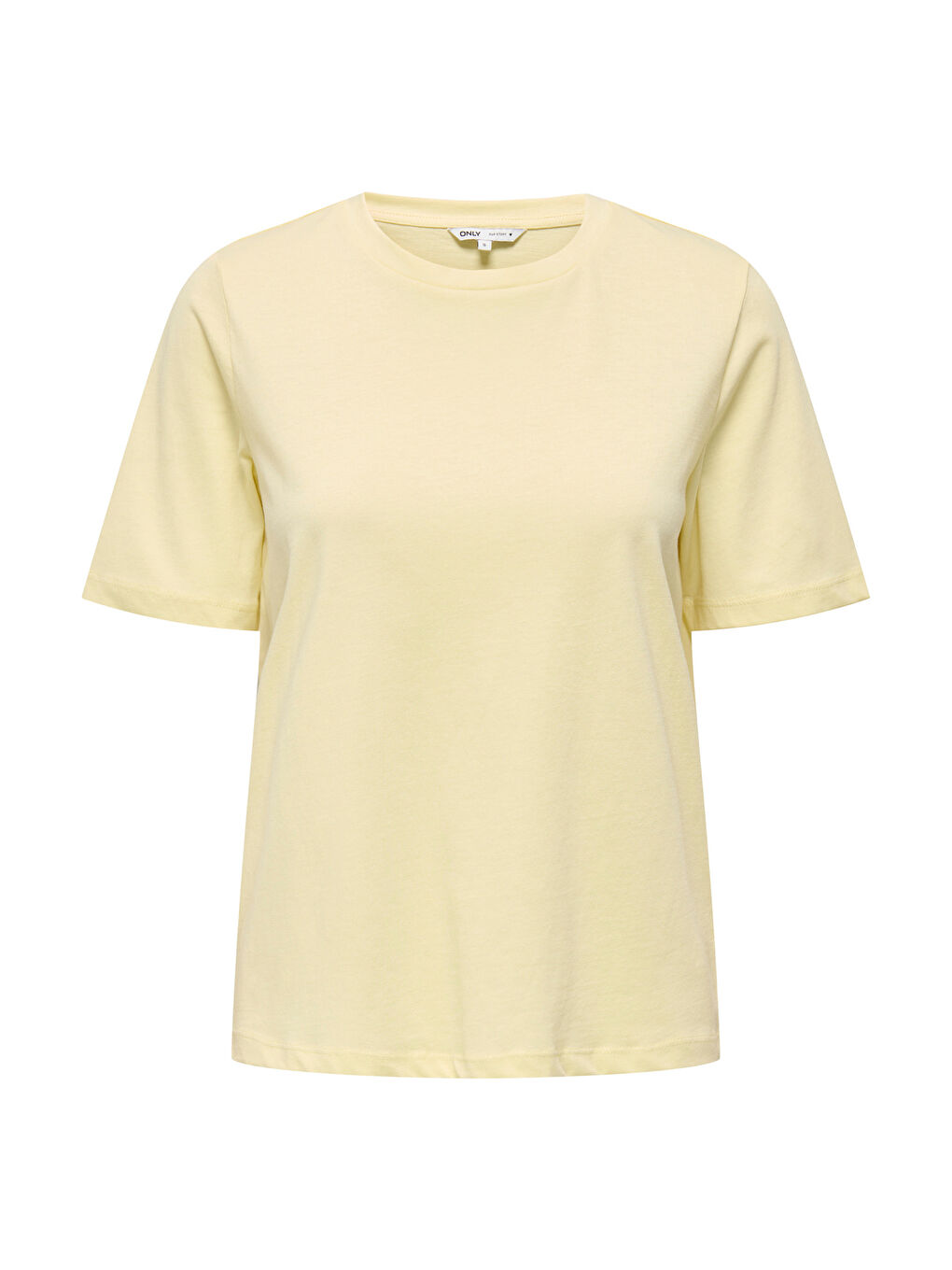 Sarı Onlonly % 100 Pamuk Regular Fit Bisiklet Yaka Kadın T Shirt 15270390-0