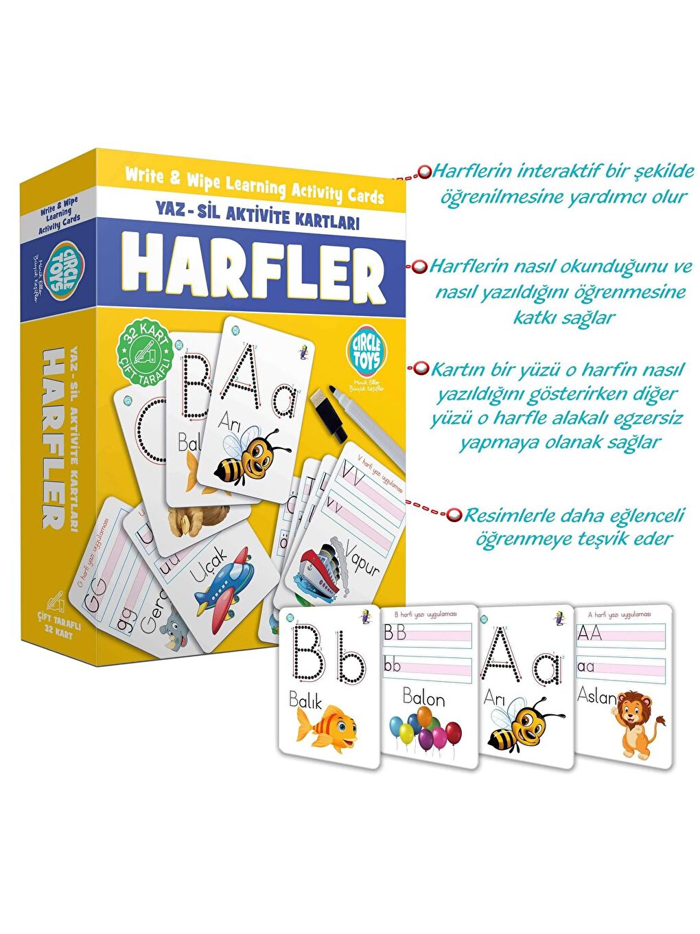 Circle Toys Karışık Yaz-Sil Harfler - 4