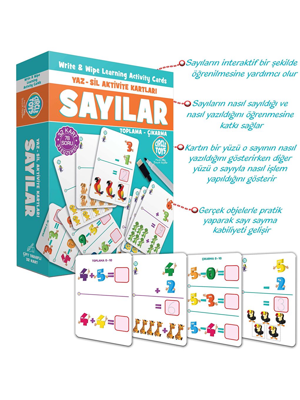 Circle Toys Karışık Yaz-Sil Sayılar - 2