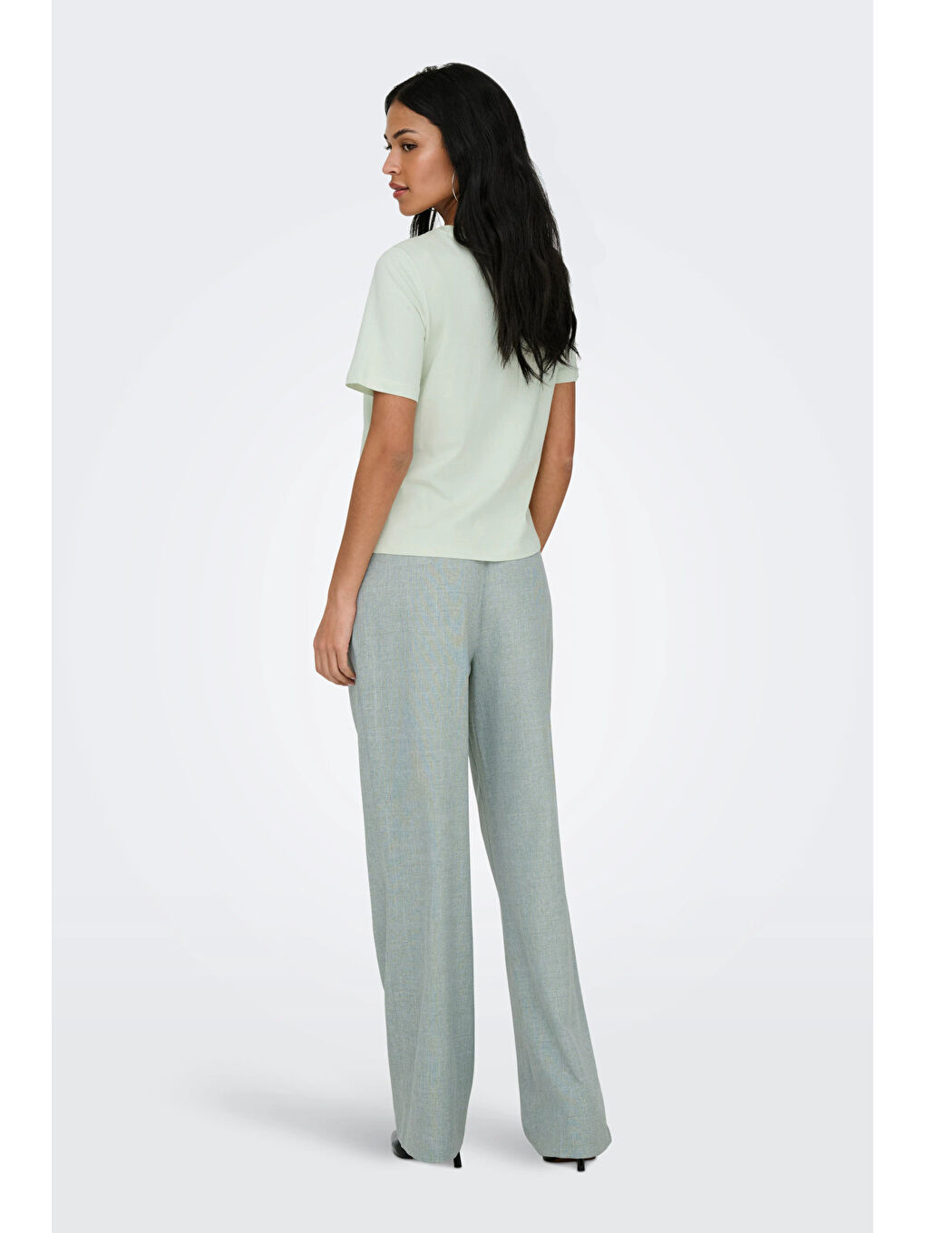 Yeşil Onlonly % 100 Pamuk Regular Fit Bisiklet Yaka Kadın T Shirt 15270390-3