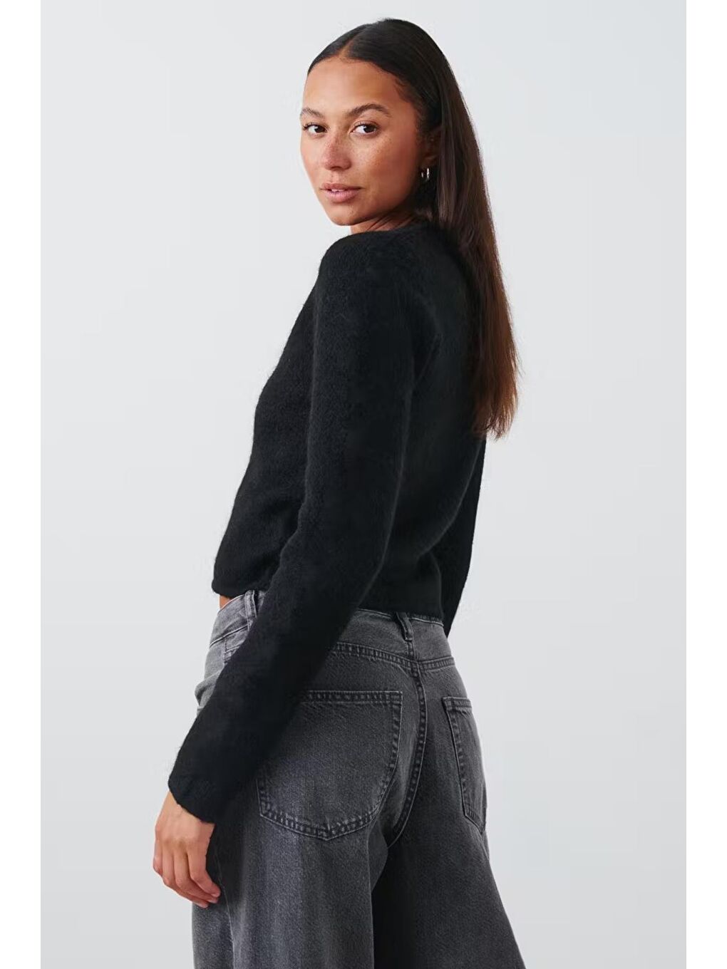 Siyah Düğmeli Triko Hırka Mg2151-2