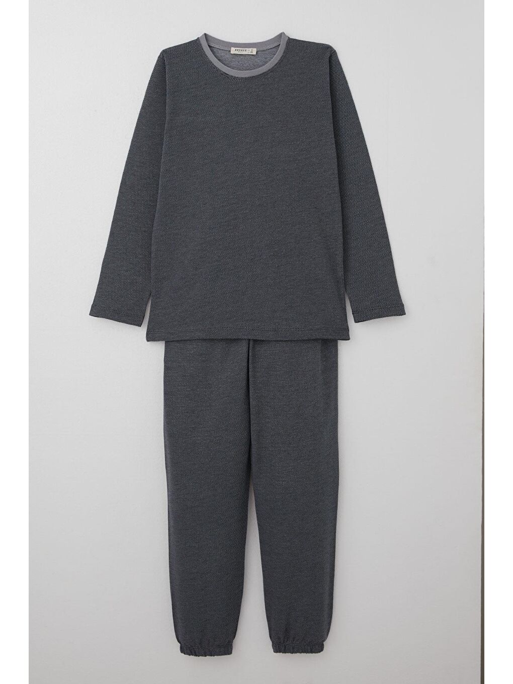 Erkek Çocuk Pijama Takımı Verev Çizgi Desenli Siyah (10 Yaş)