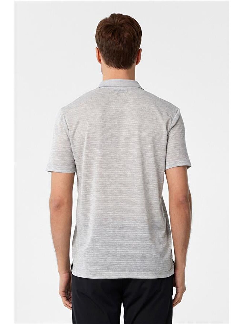 Gri Regular Armürlü Polo Yaka Tişört-4