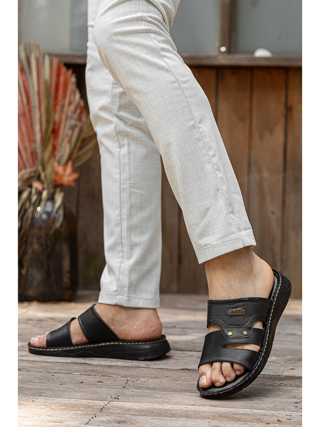 Siyah GNC Günlük Ortopedik Erkek Terlik-1