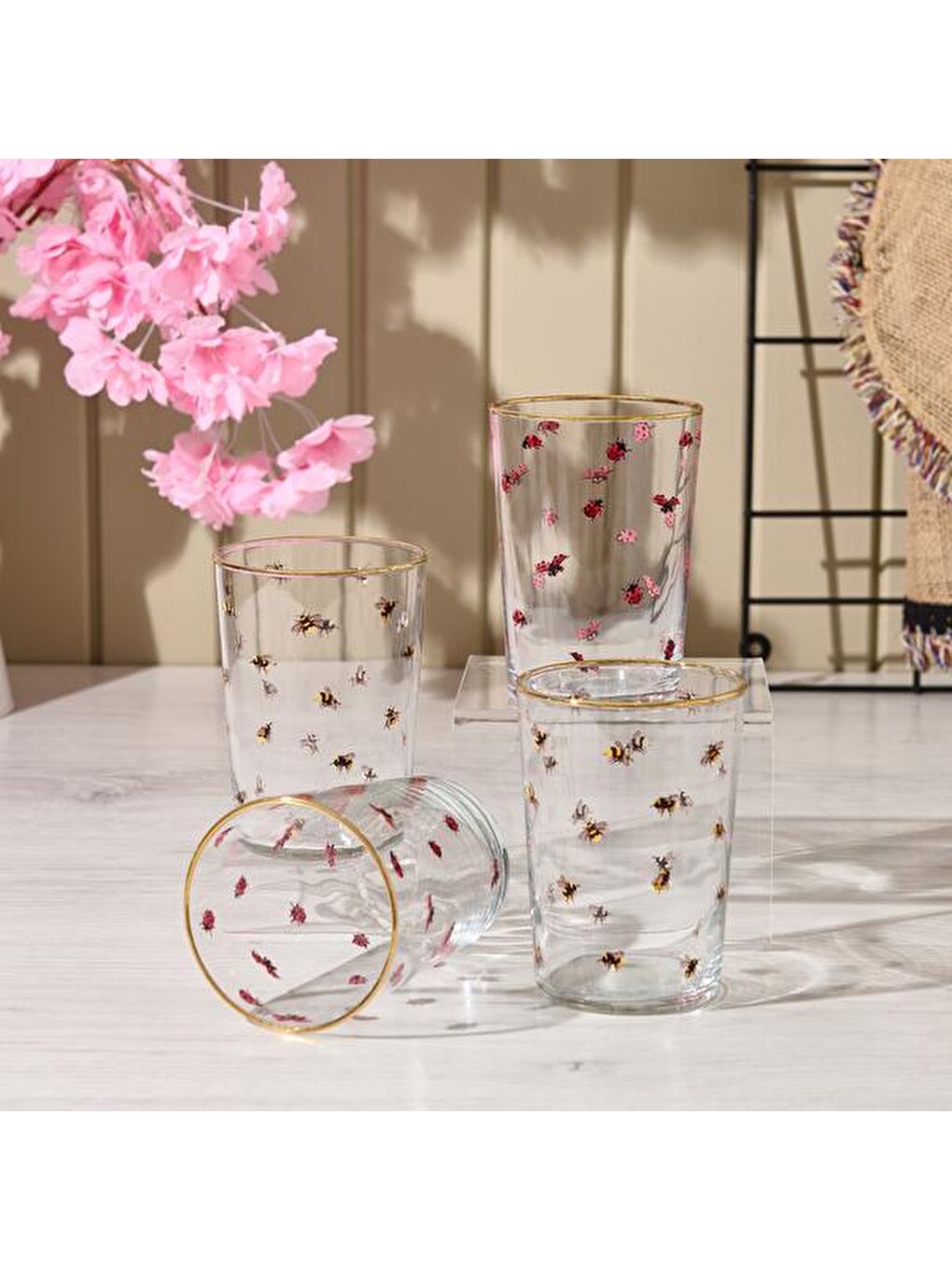 Renksiz Ladybird 4'lü Meşrubat Bardağı - Şeffaf - 510 ml