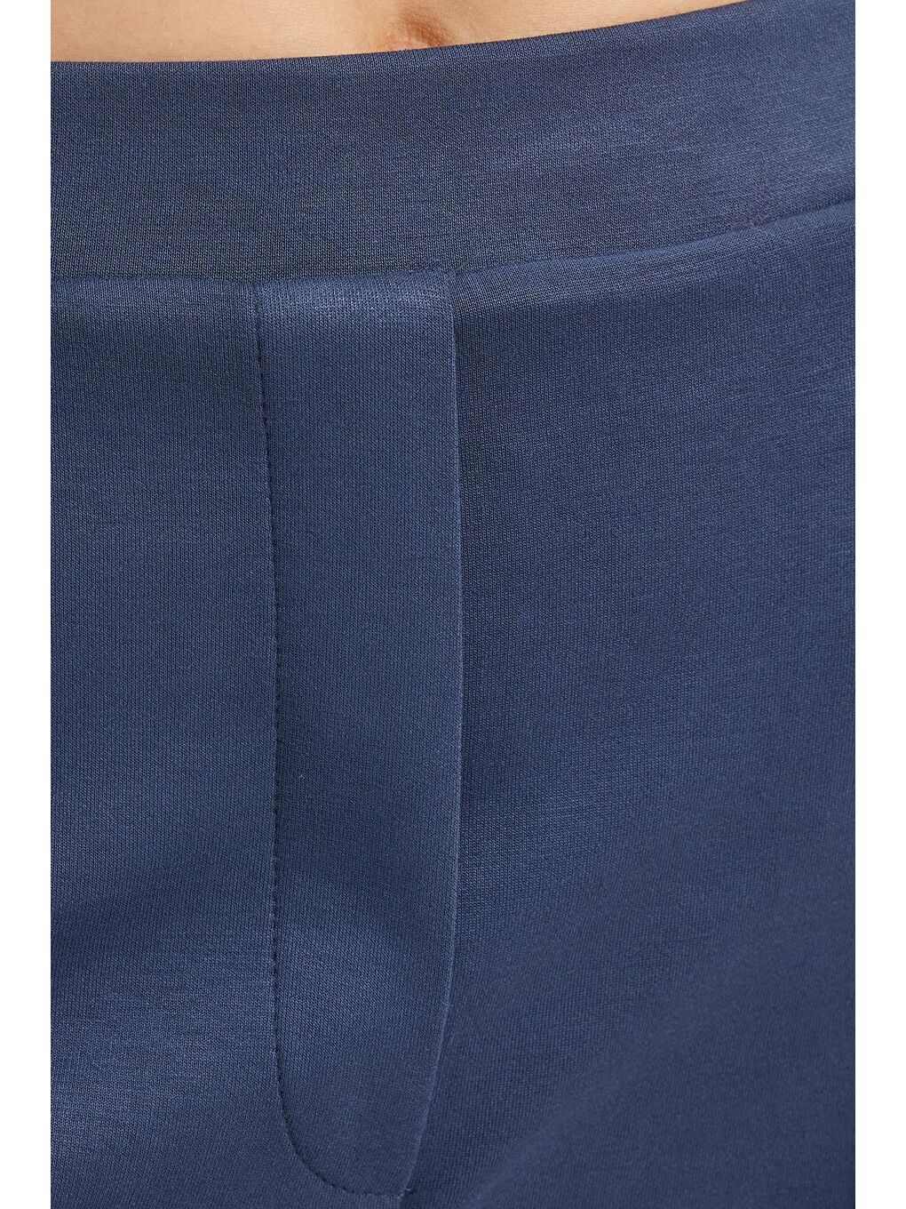 Kadın Relax Fit Rahat Kesim Modal Kumaş Yüksel Bel Geniş Paça İndigo Pantolon-4