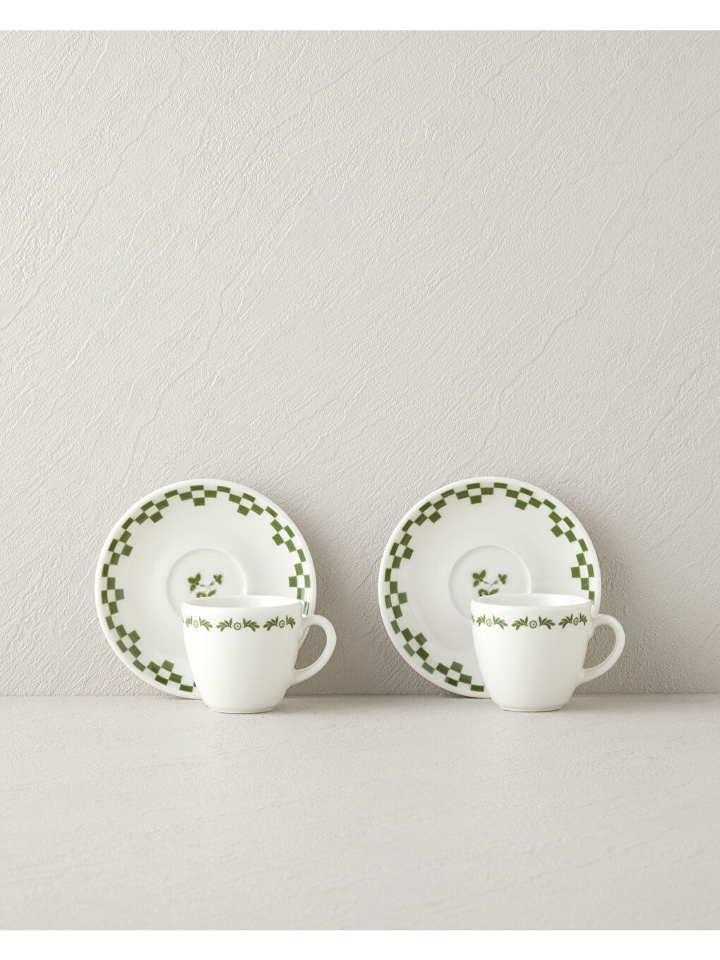 Wild Blossom Bone Porselen 4 Parça 2 Kişilik Kahve Fincan Takımı 90 ml Yeşil-1
