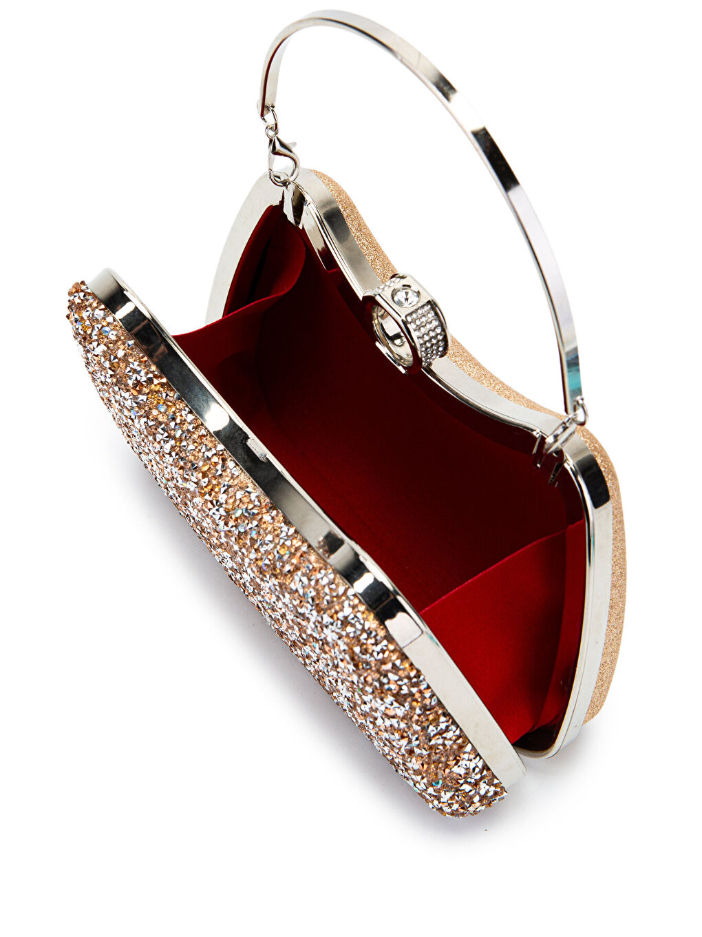 Pembe Yüzük Detaylı Taşlı Amanda Abiye El Çantası Pudra-5