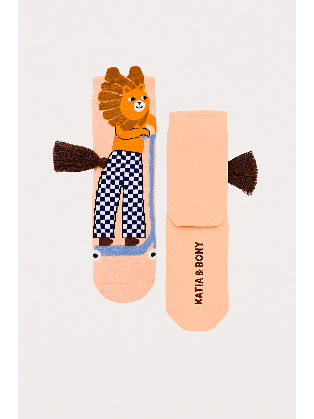 Pembe Çocuk Kuyruk Aksesuarlı Sevimli Aslan Desenli Havlu Soket Çorap