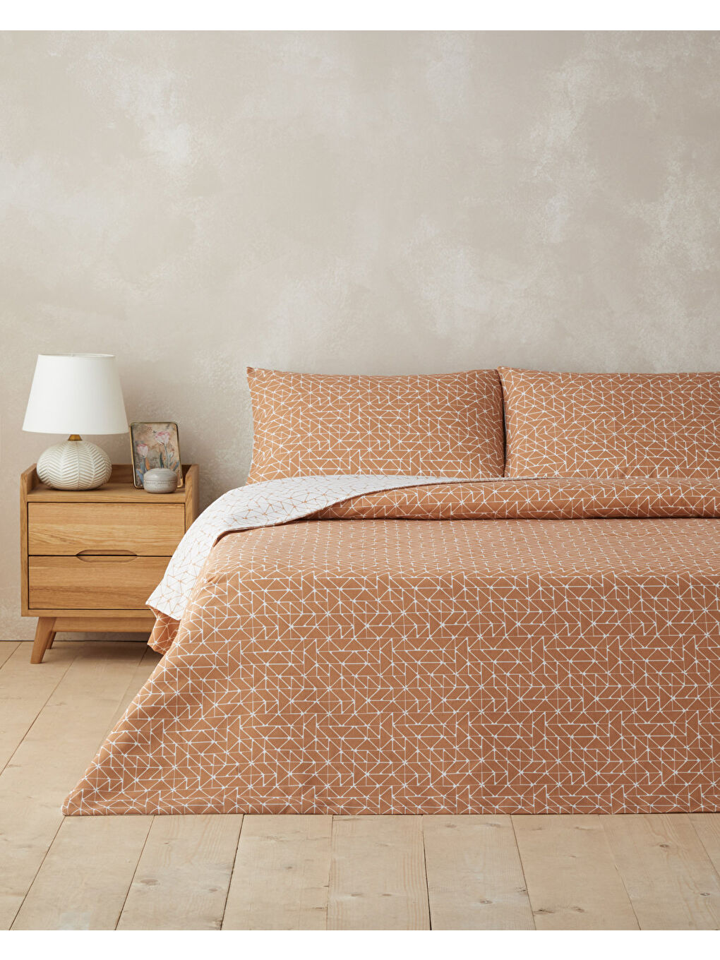 Trio Shape Kolay Ütülenir Çift Kişilik Nevresim Takımı 200x220 cm Turuncu