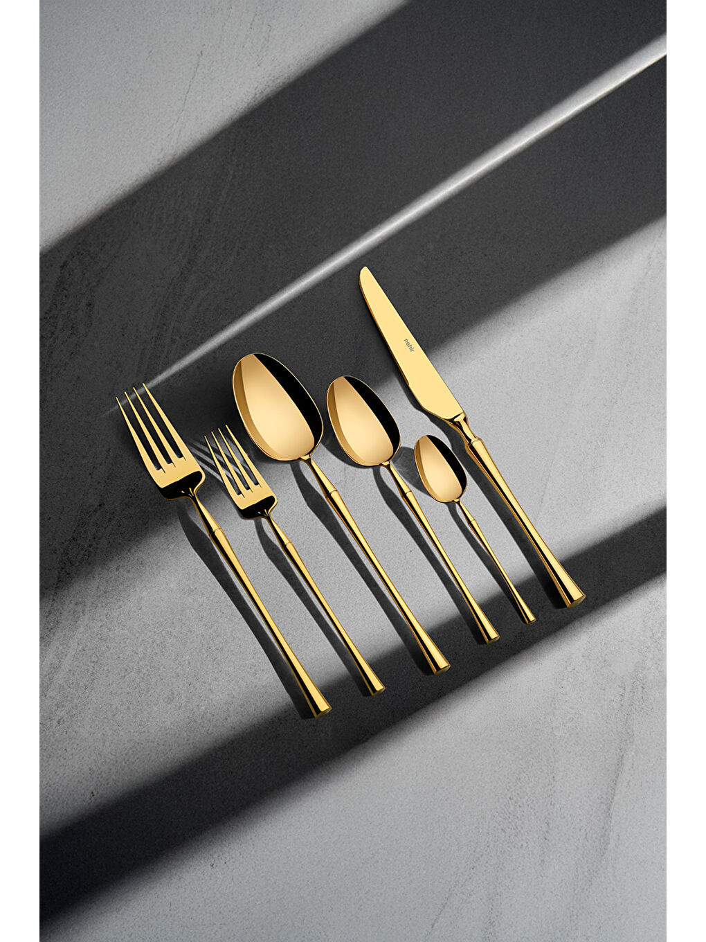 Sarı Marbella Full Altın 12 Kişilik 72 Parça Kutulu Çatal Kaşık Bıçak Takımı