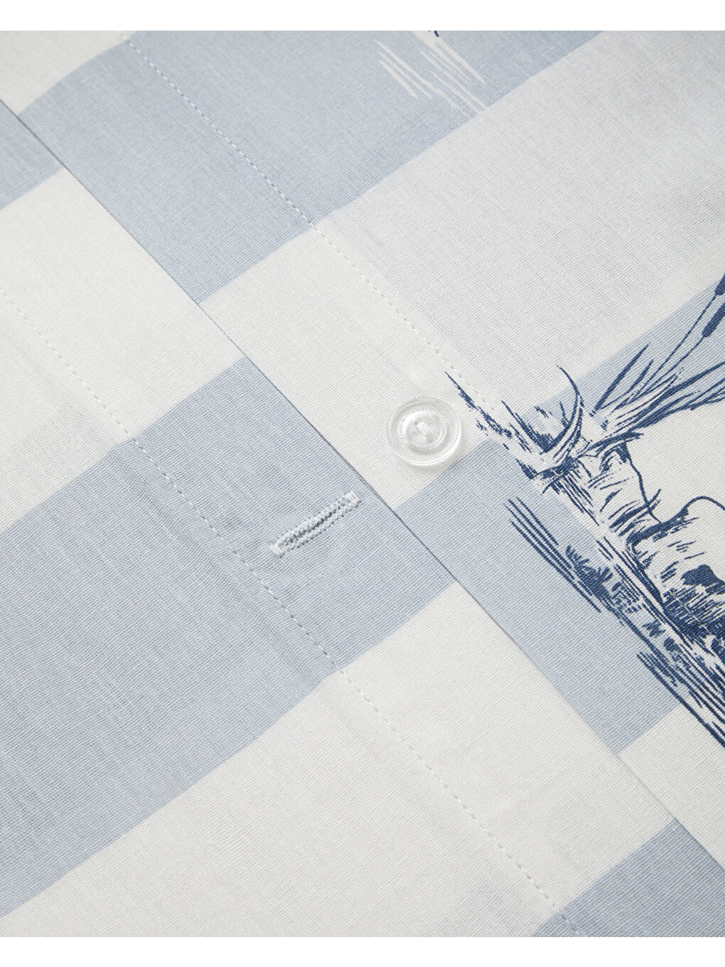 Striped Jouy Pamuk Çift Kişilik Nevresim Takımı 200x220 cm Mavi-6