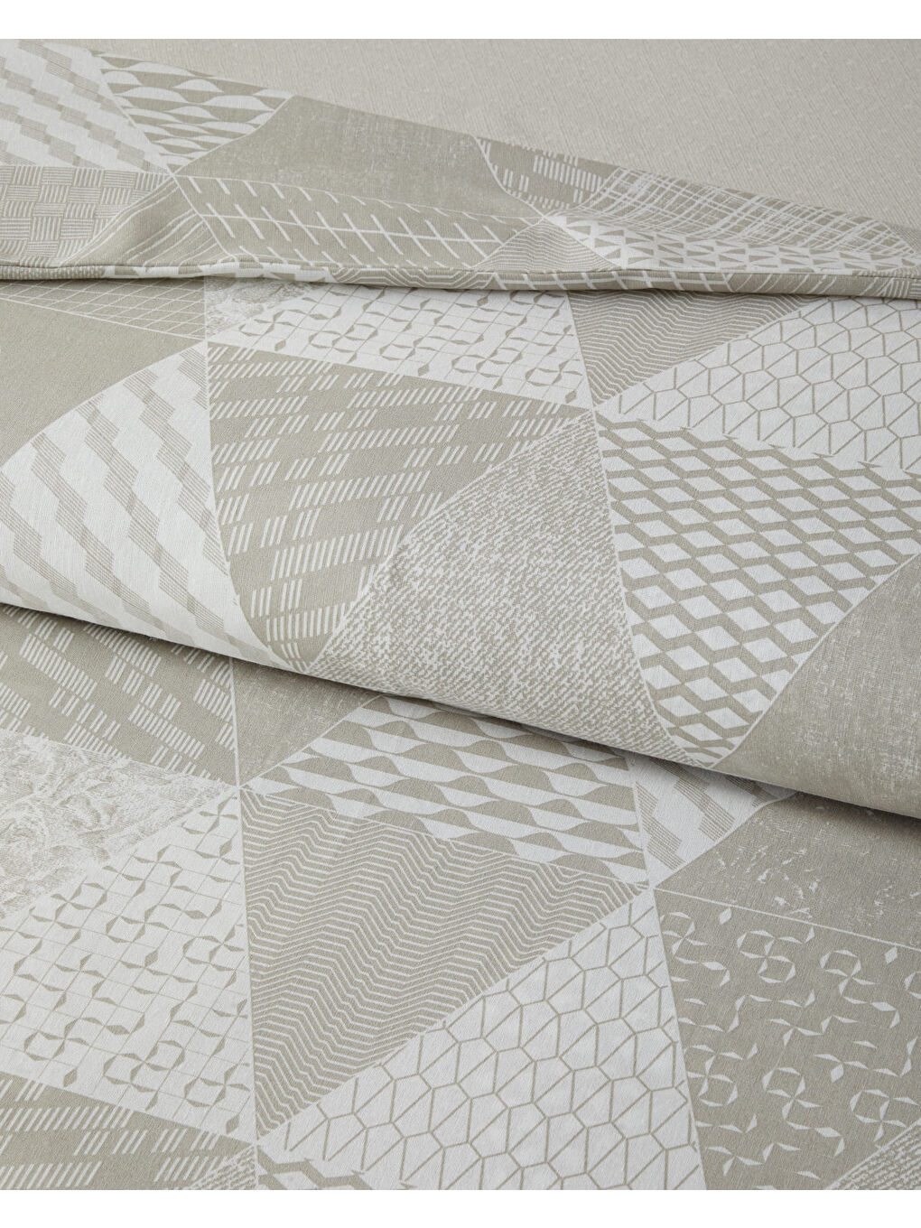 Trio Patch Kolay Ütülenir Çift Kişilik Nevresim Takımı 200x220 cm Bej-2