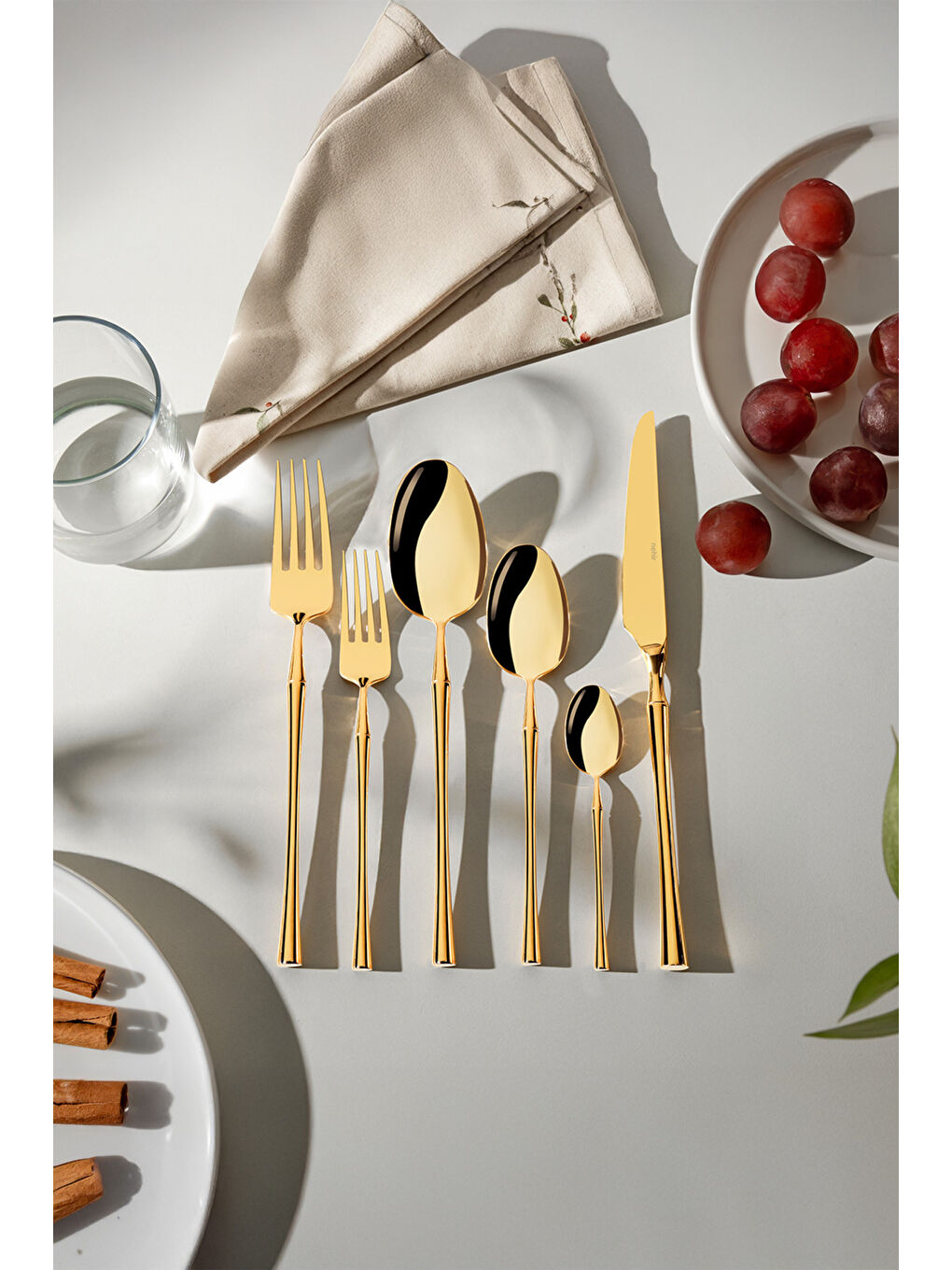 Sarı Marbella Full Altın 12 Kişilik 72 Parça Kutulu Çatal Kaşık Bıçak Takımı-4