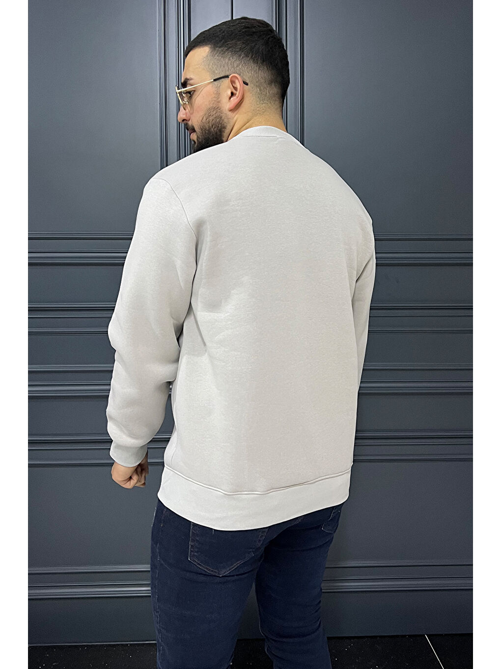 Mishar İtalia Gri Erkek Bisiklet Yaka Şardonlu Sweatshirt - 2