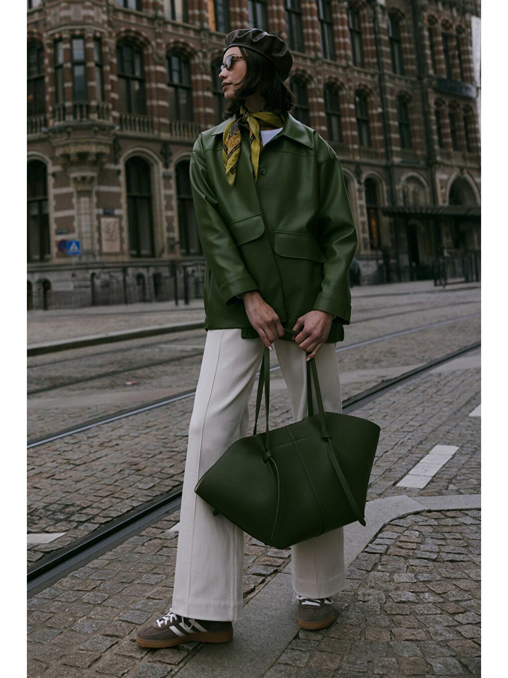 Yeşil Spor Kesim Deri Ceket Yosun