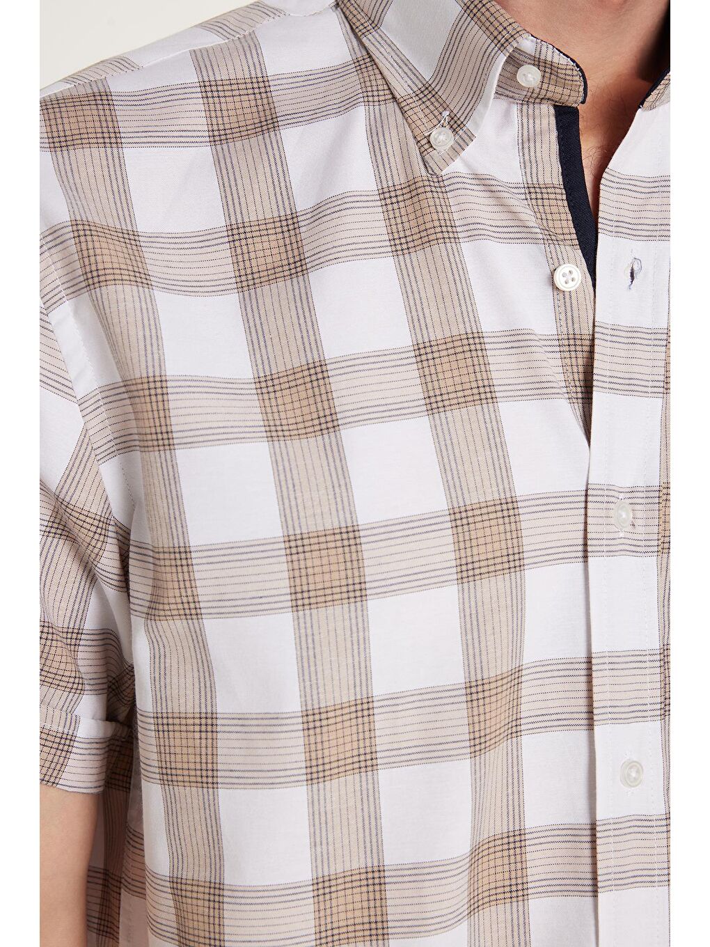 Karışık Erkek Regular Fit Klasik Kesim Pamuklu Tek Cepli Ekoseli Düğmeli Yaka Gömlek-2