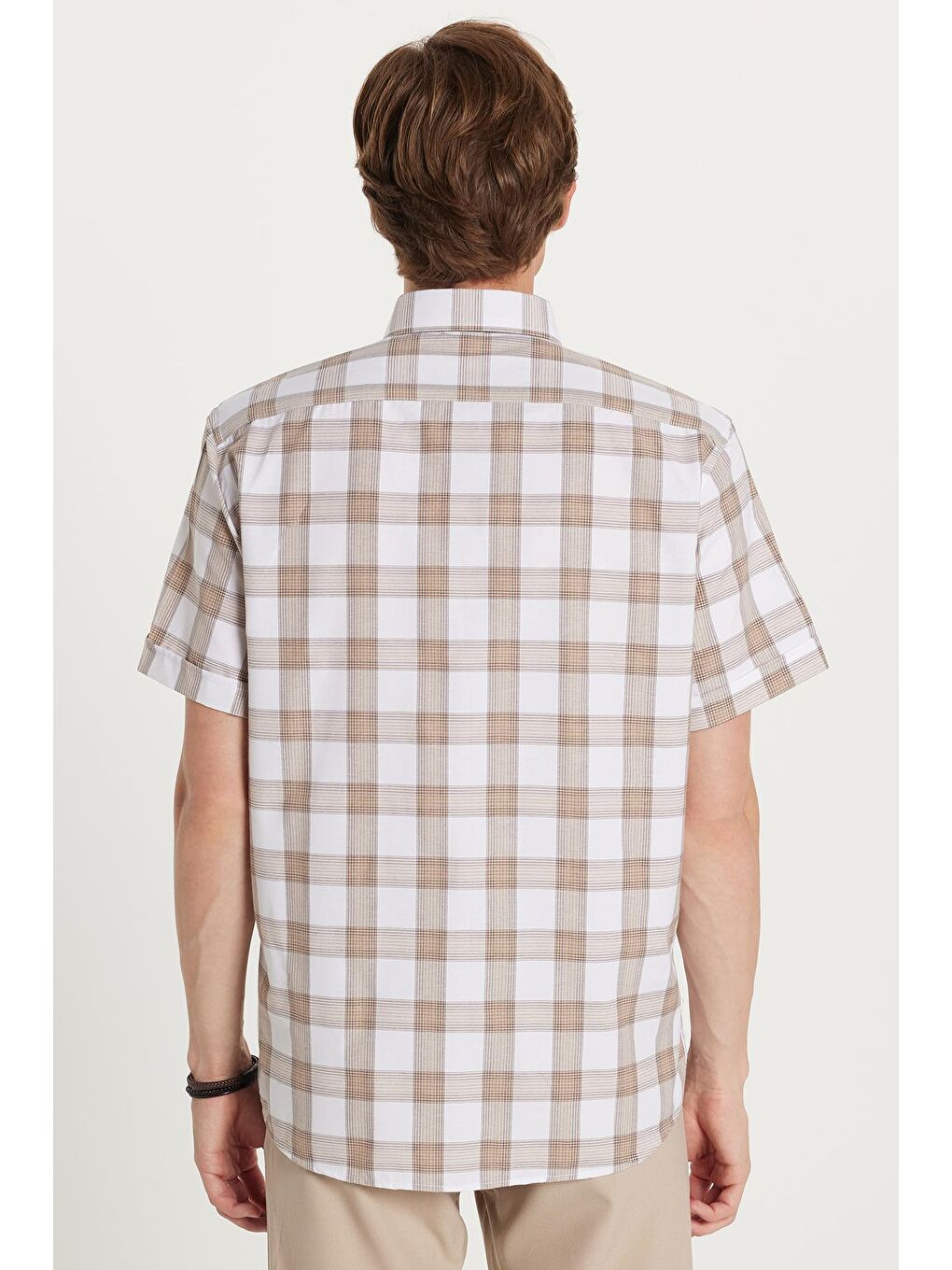 Karışık Erkek Regular Fit Klasik Kesim Pamuklu Tek Cepli Ekoseli Düğmeli Yaka Gömlek-4