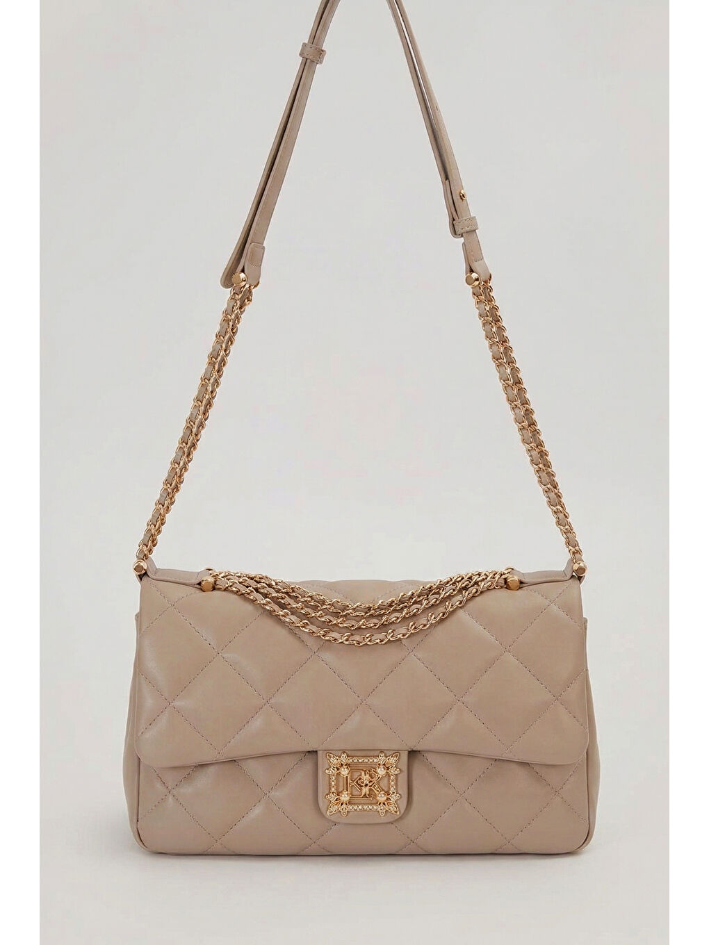 Bej Zincir Detay Büyük Göz Deri Çanta 930864 Vizon