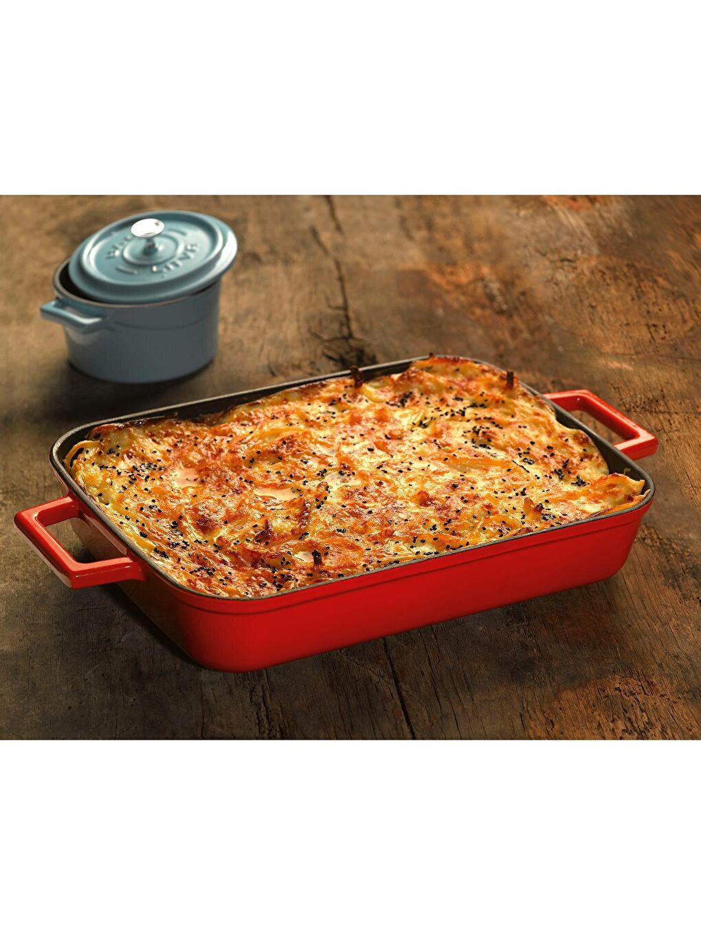 Siyah Dikdörtgen Rosto ve Fırın Tepsisi Döküm Demir Yekpare Çift Kulplu Ölçü 22x30cm.-3