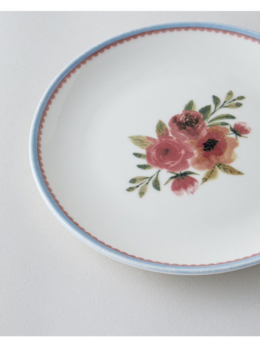 Beyaz Lilya Porselen 6'lı Pasta Tabağı 19 cm Renkli-2