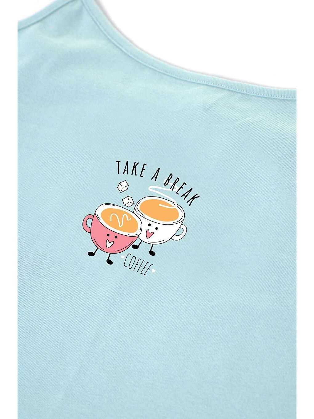 Mavi Kadın Pamuklu Çizgili Desenli İp Askılı Şortlu Pijama Takımı-3