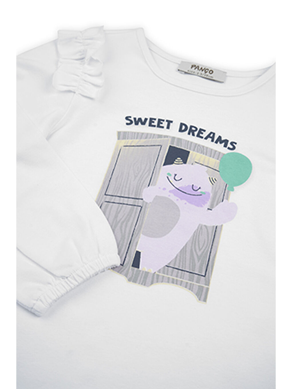 Kız Çocuk Baskı Detaylı T-Shirt Beyaz-2