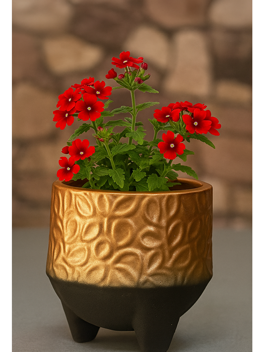 Siyah Büyük Boy Yaprak Model 3 Ayaklı Saksı