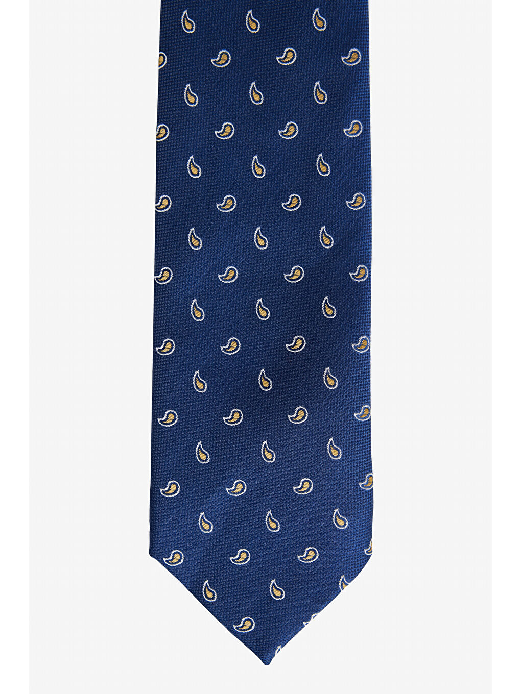 Erkek Lacivert-Sarı Desenli İpek Kravat-1