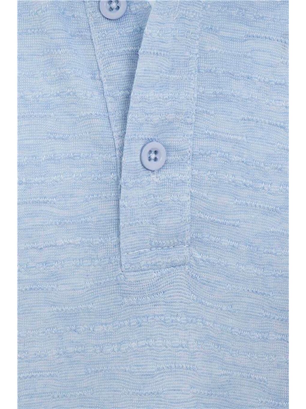 Saks Mavi Regular Armürlü Polo Yaka Tişört-1