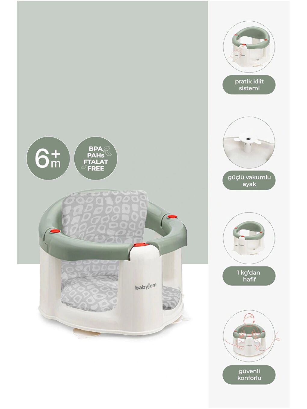 Önden Açılır Mama Sandalye Oturağı Ve Minderi - 2 ' Li Set Soft Yeşil