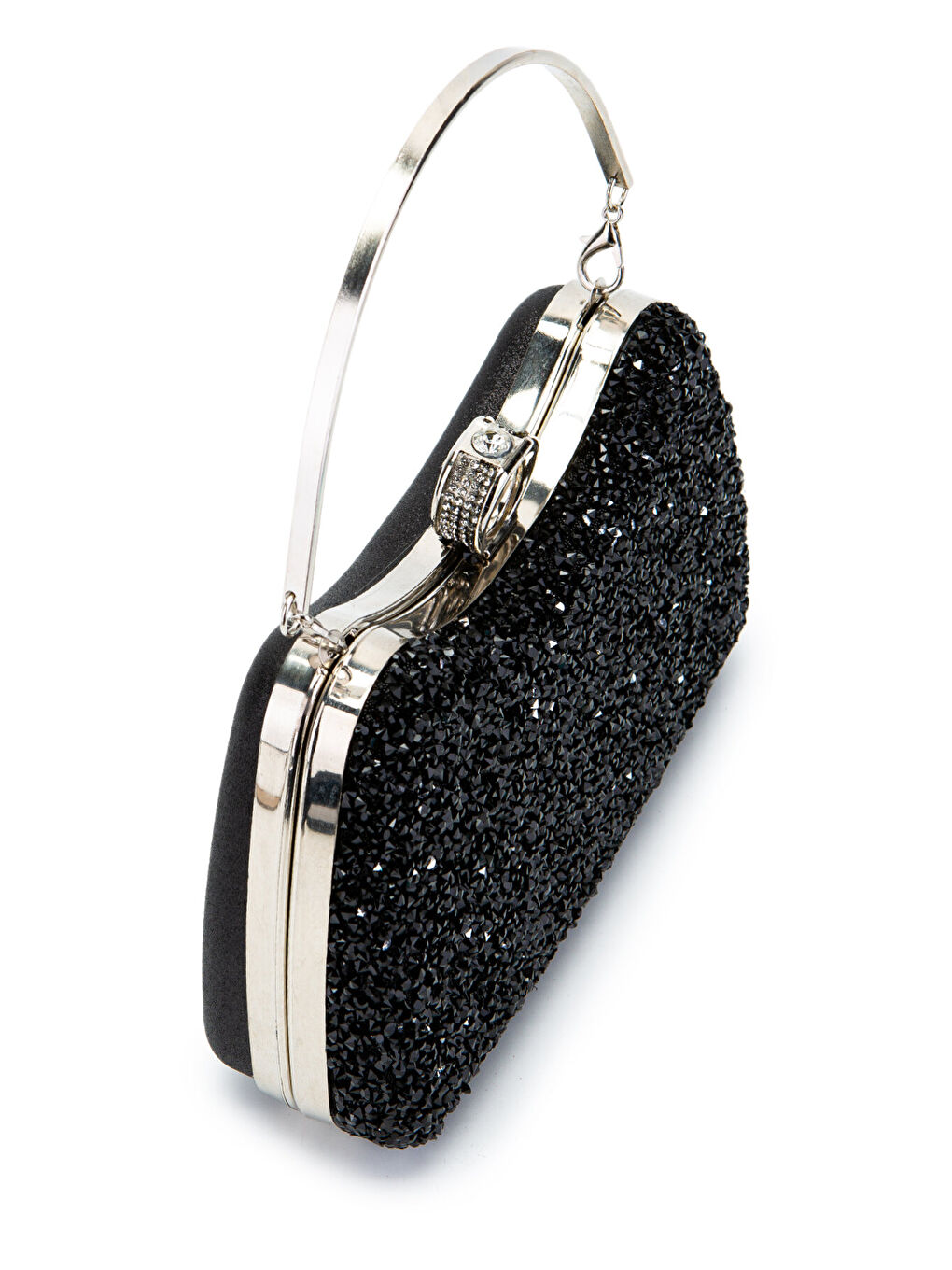 Yüzük Detaylı Taşlı Amanda Abiye El Çantası Siyah-4