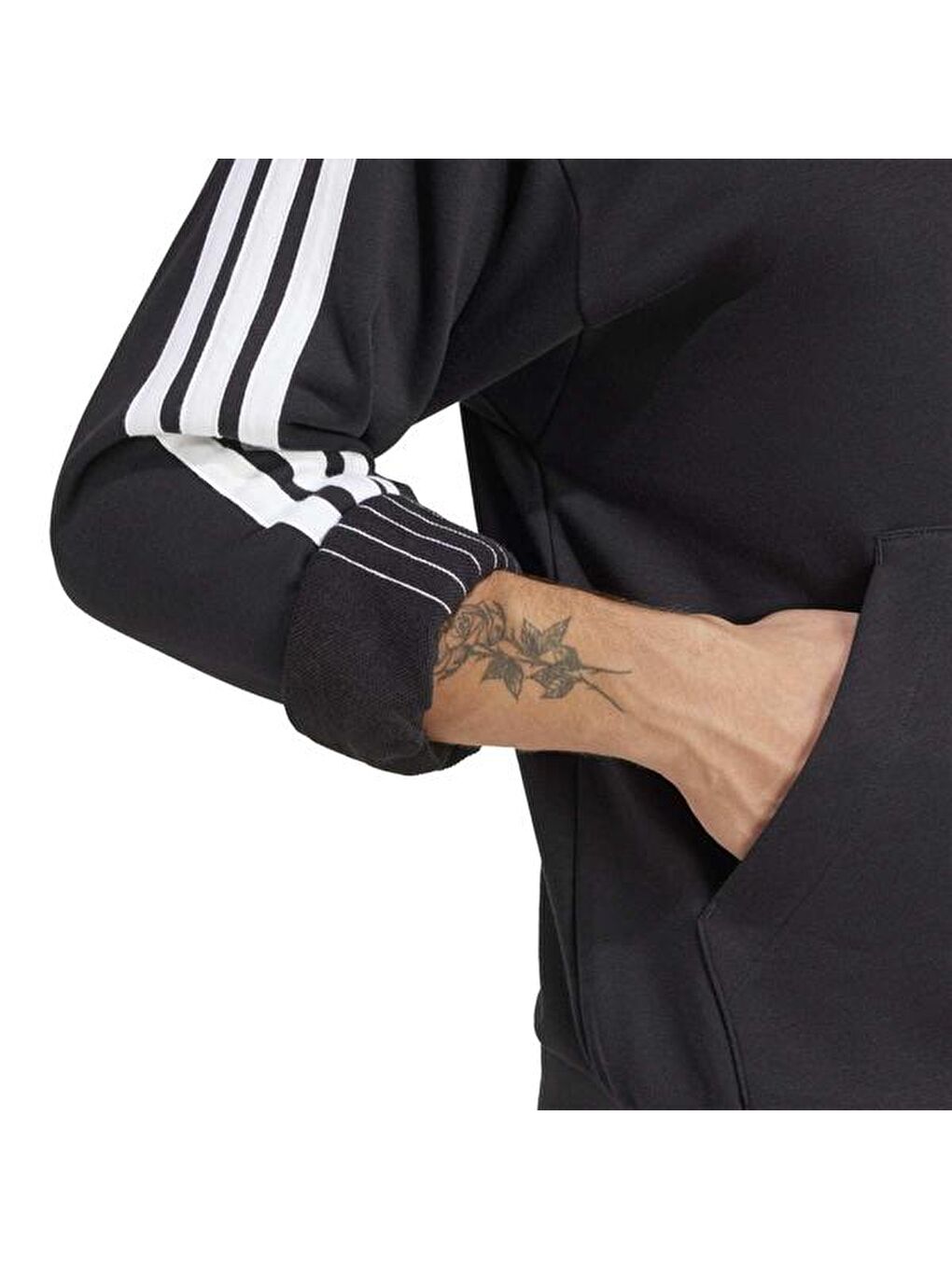 3 Stripes Ft Erkek Siyah Kapüşonlu Sweatshirt-4