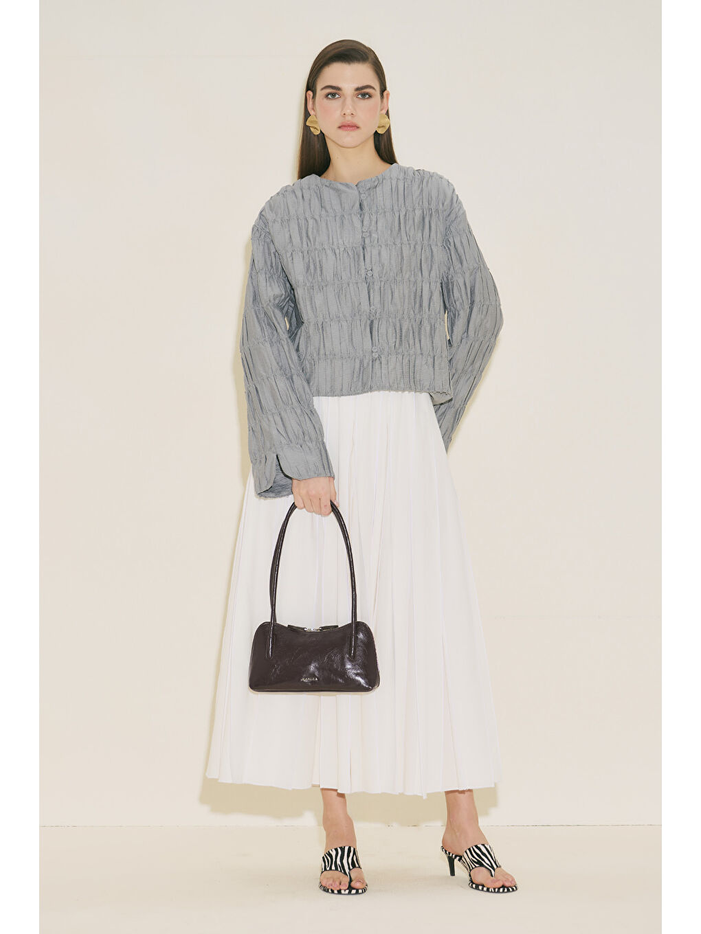 Dokulu Mırına Bluz Mavi-1