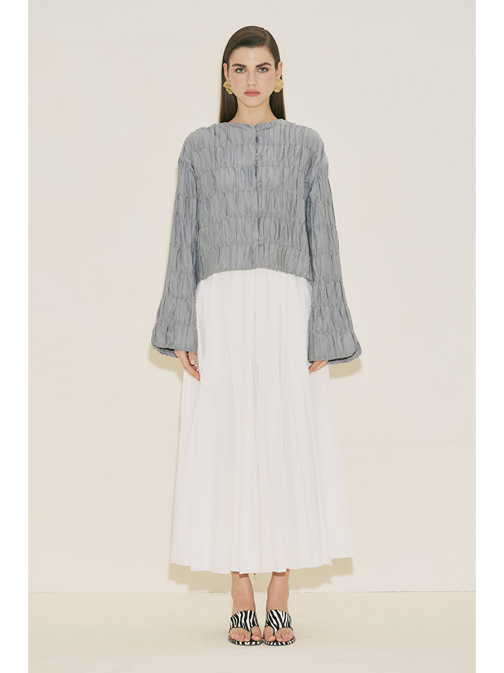 Dokulu Mırına Bluz Mavi-3