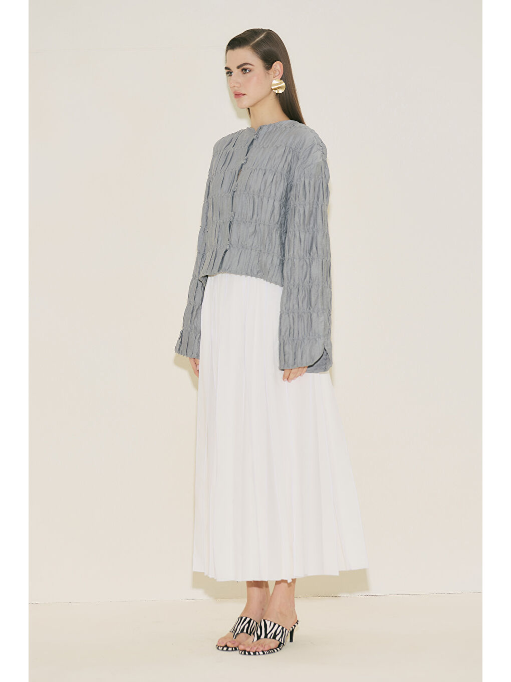 Dokulu Mırına Bluz Mavi-4