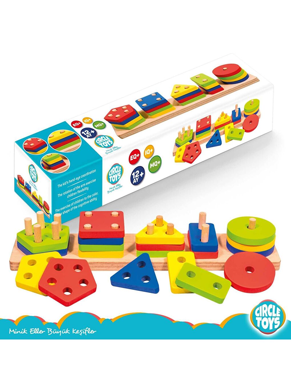 Circle Toys Karışık Ahşap Geometrik Şekiller - 1