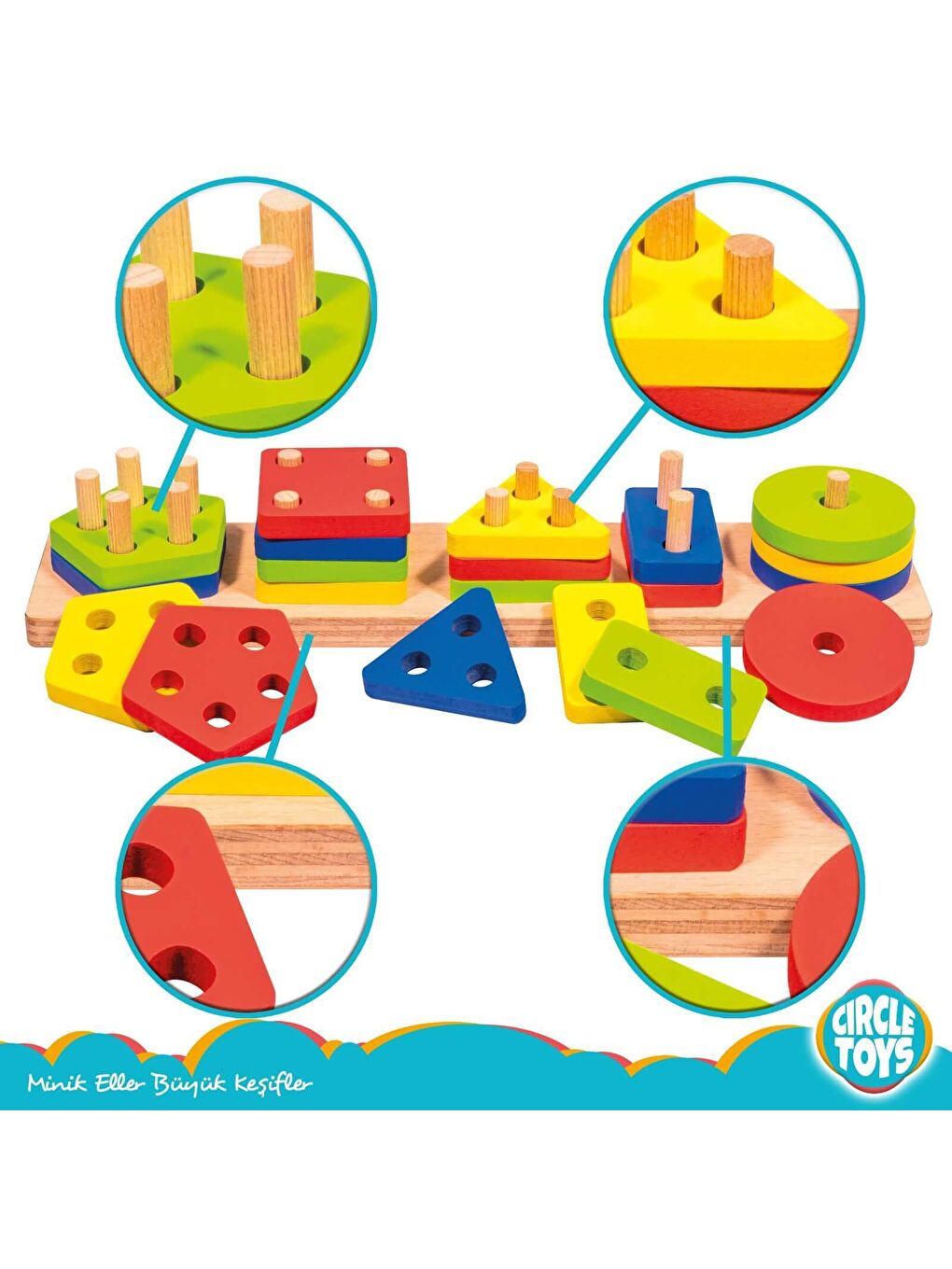 Circle Toys Karışık Ahşap Geometrik Şekiller - 2