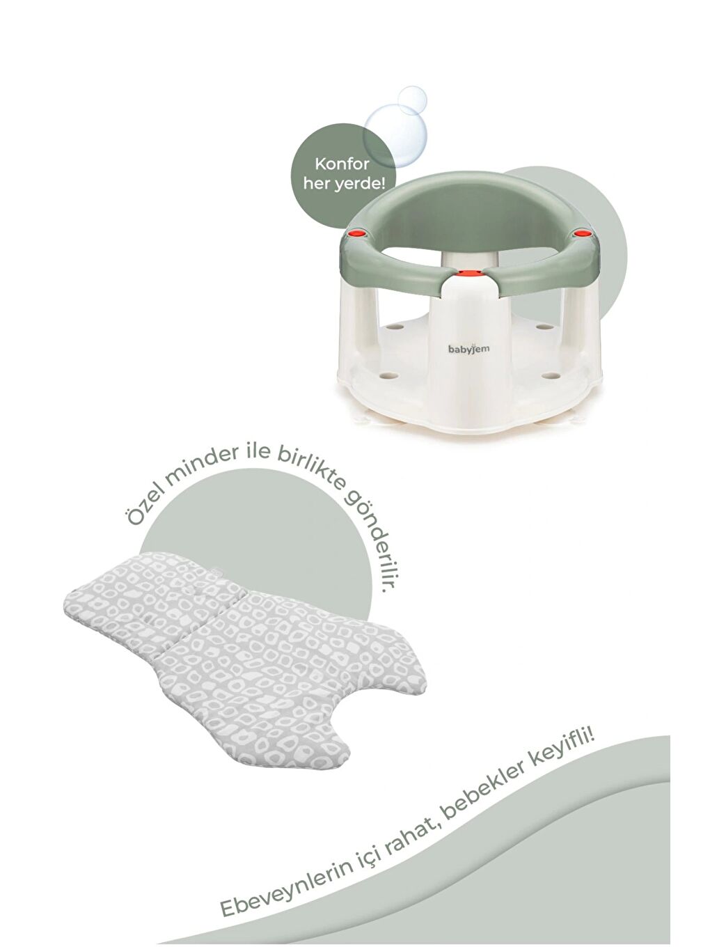 Önden Açılır Mama Sandalye Oturağı Ve Minderi - 2 ' Li Set Soft Yeşil-2