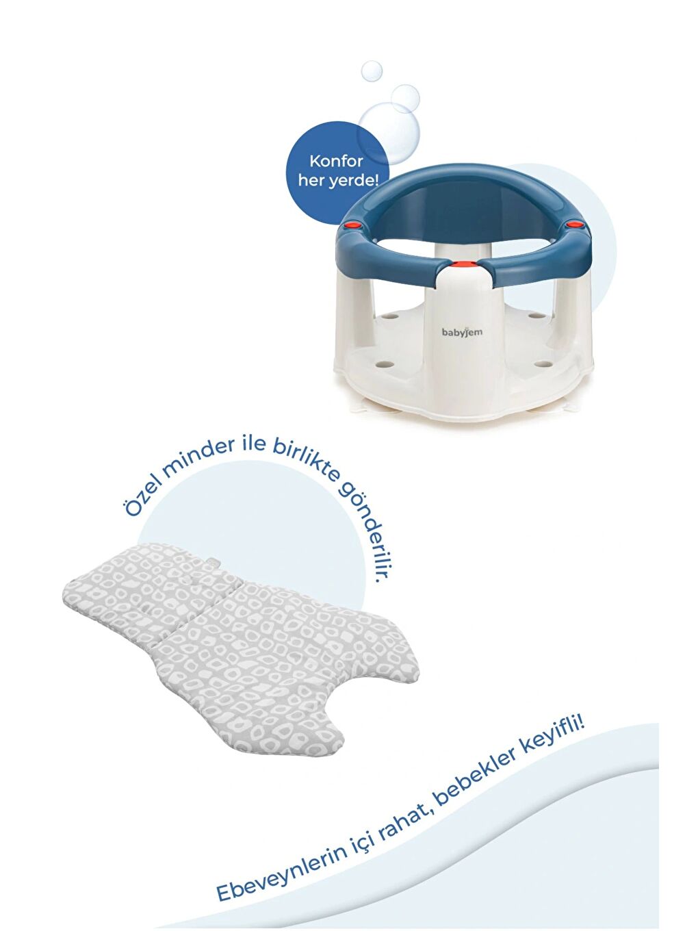 Önden Açılır Mama Sandalye Oturağı Ve Minderi - 2 ' Li Set İndigo Mavi-2