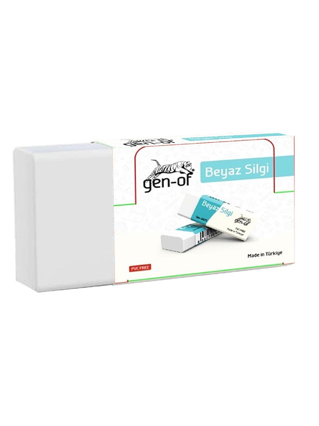 Gen-Of Beyaz No:30 Küçük Boy PVC Free Beyaz Silgi (GEN-6830) 3 Adet - 1