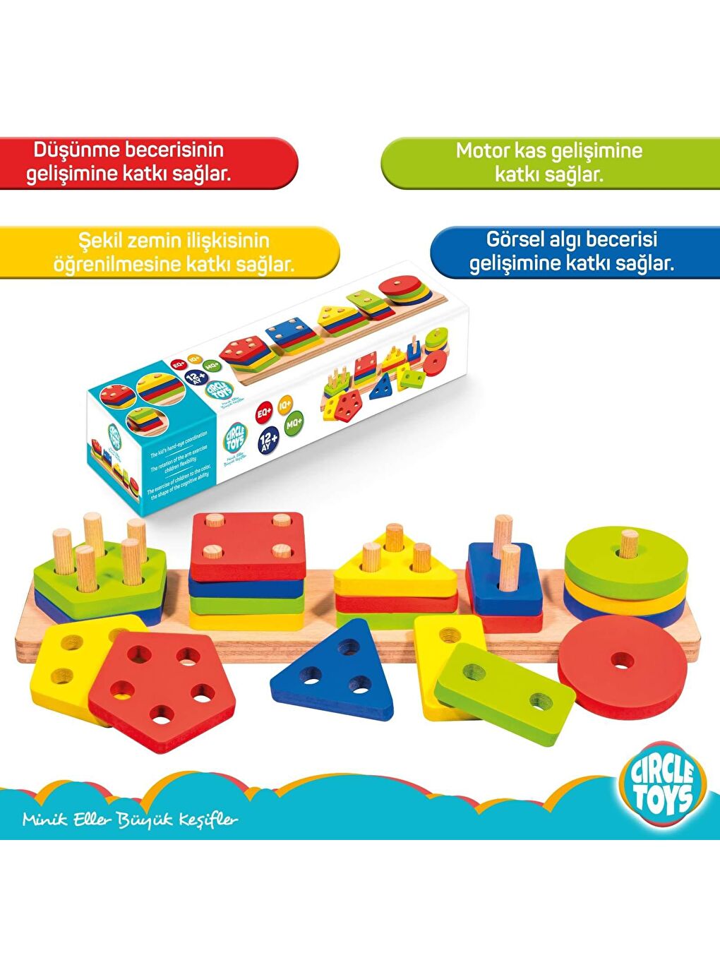 Circle Toys Karışık Ahşap Geometrik Şekiller - 3